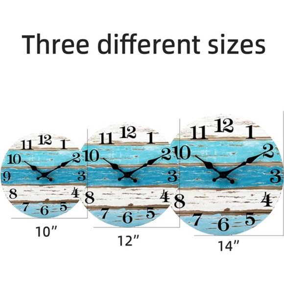 Wall Clock Beach Outdoor Clock Patio Wall Clocks Battery Operated Coastal Ocean - Picture 4 of 5